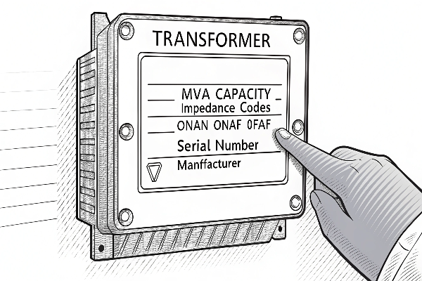 Transformer nameplate identification Transformer nameplate showing identification information