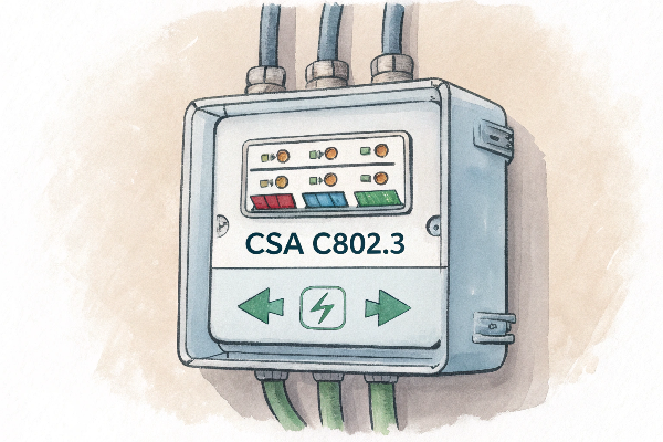 Energy efficiency rating label on transformer