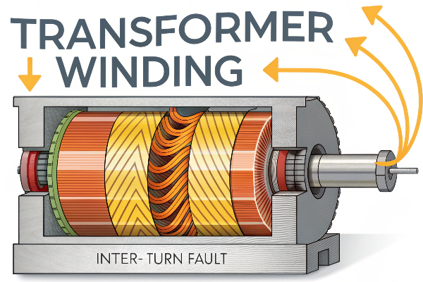 Diagram showing inter-turn fault in transformer winding transformer inter-turn fault diagram